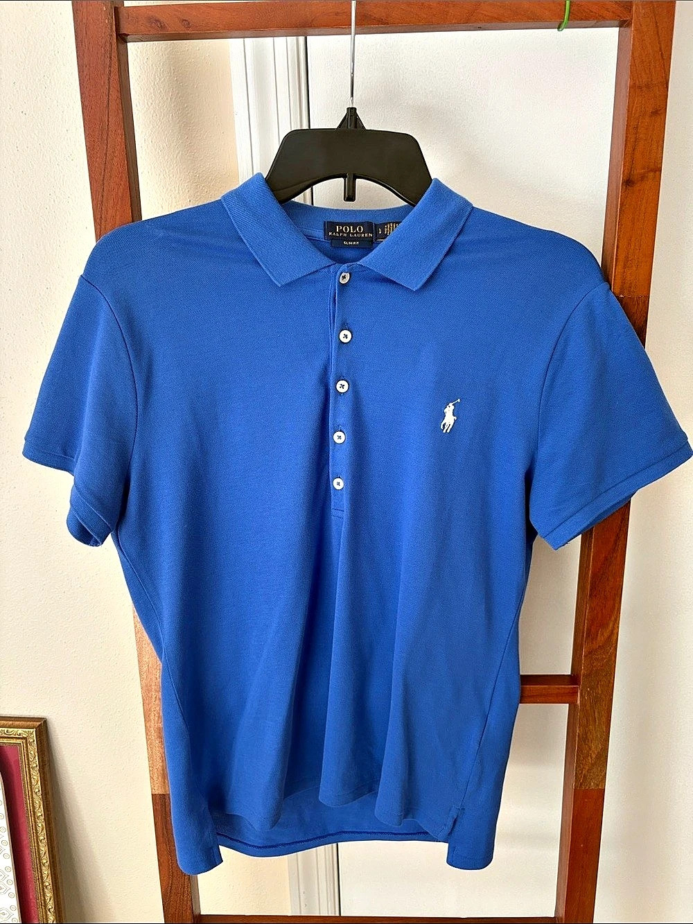 Polo Ralph Lauren Women's Slim Fit Stretch Polo Shirt Blue L (New with one tag)